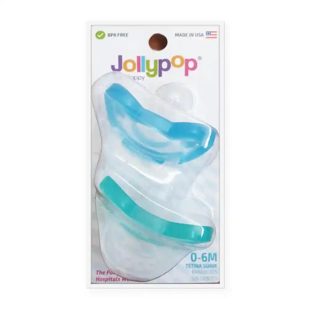 Chupetes Jollypop 0-6m 2 Uns Celeste/verde