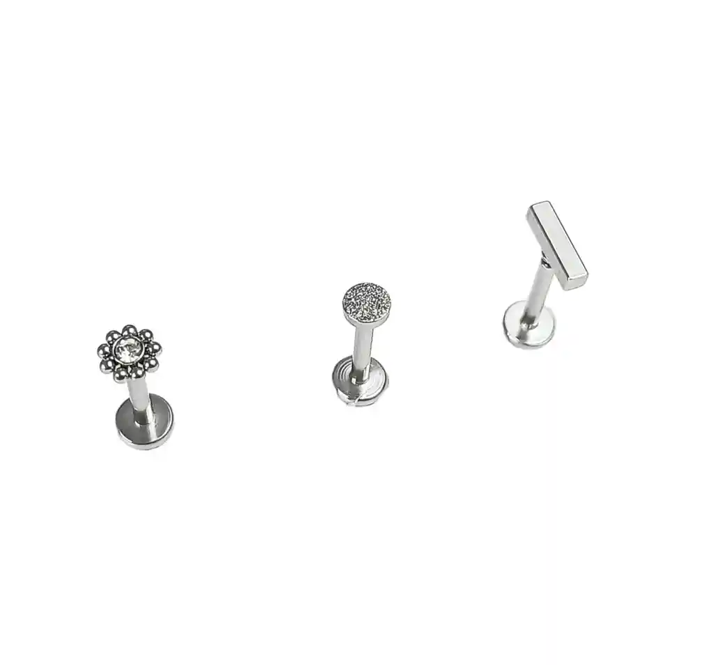 Set Piercing Modelo Geo Acero Quirúrgico Nostril Labret Punto De Luz