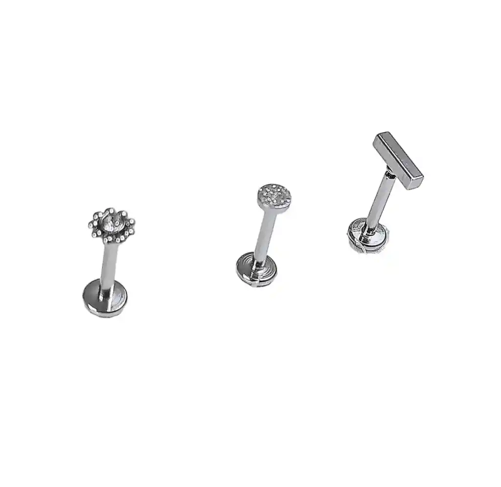 Set Piercing Modelo Geo Acero Quirúrgico Nostril Labret Punto De Luz