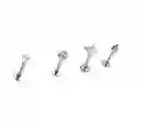 Set Piercing Modelo Kitty Kpop Acero Quirúrgico Nostril Labret Cono Perla Pack