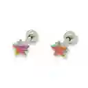 Aros De Seguridad Punto De Luz Estrella Hipoalergénicos Zirconio Tornasol 5mm