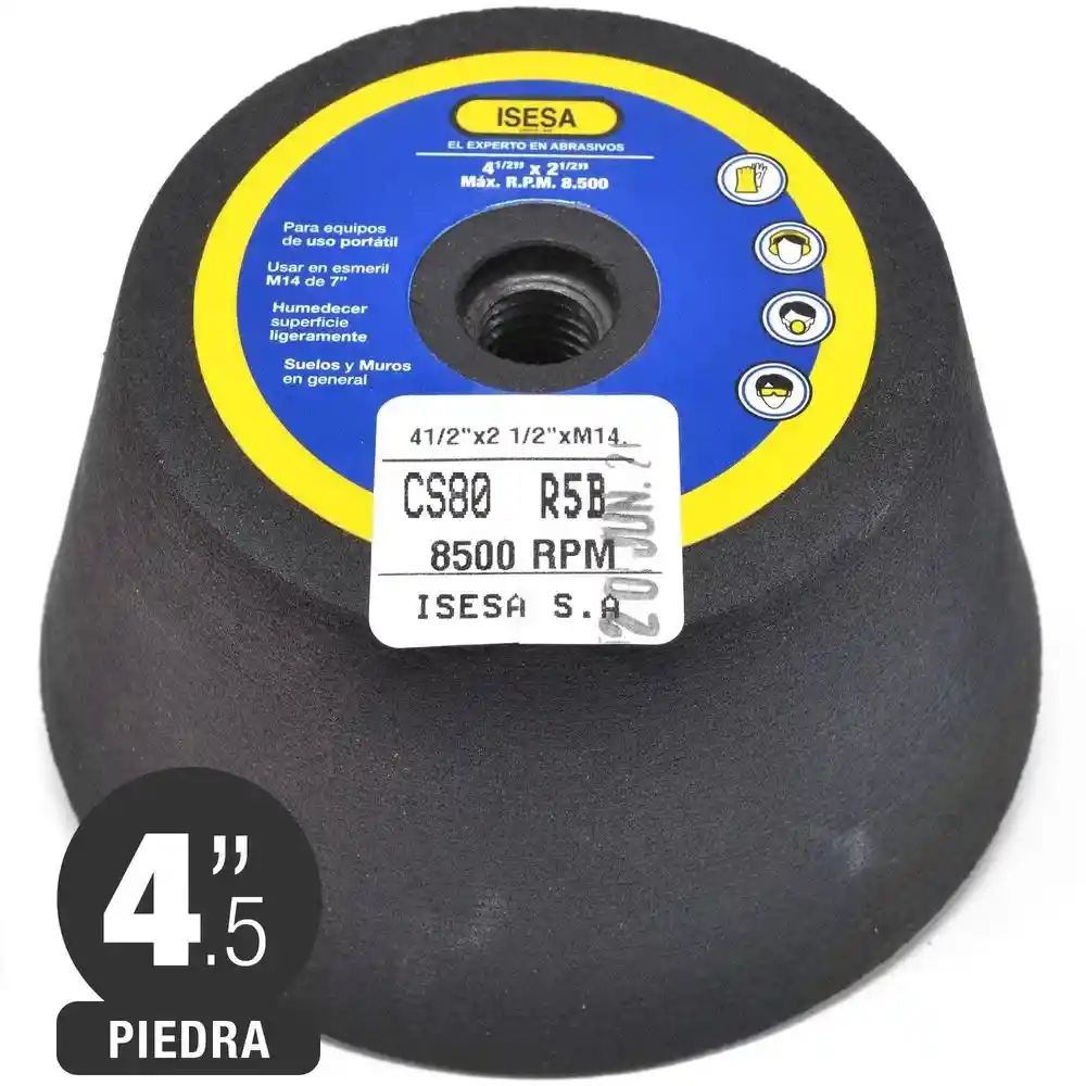 Piedra Copa Conica 4.5'' Grano 80 - Cemento, Marmol, Baldosas