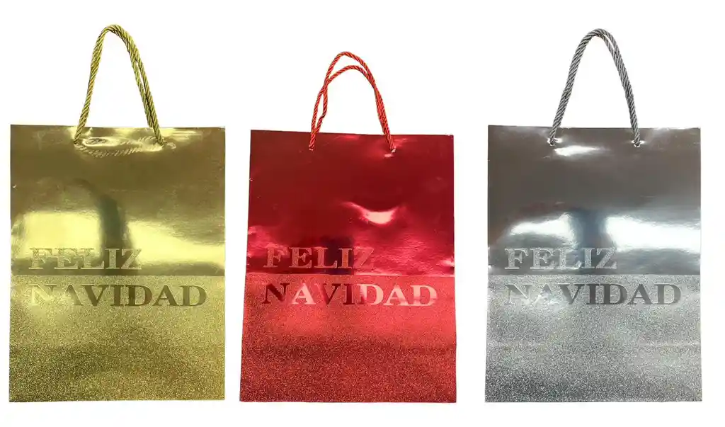 Bolsa Navidad Brillos 31x40x12 Cm Diseño Aleatorio
