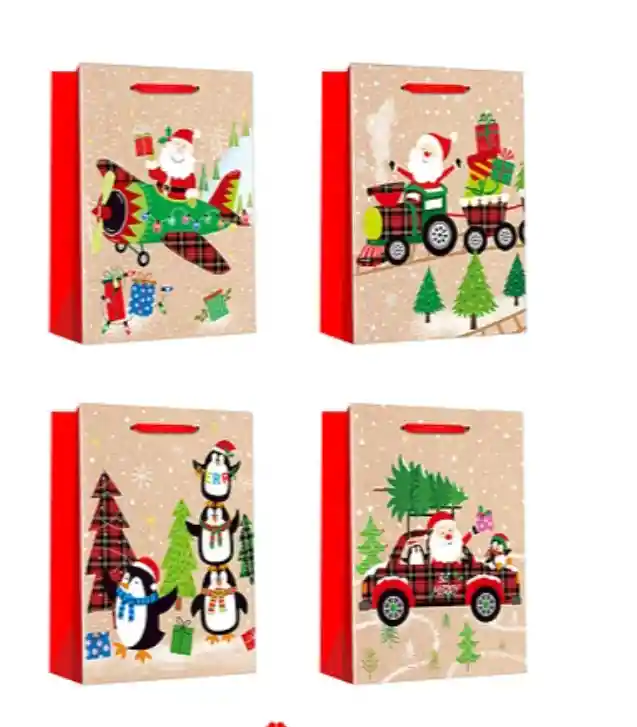 Bolsa De Regalo De Navidad 12x30x39cm Diseño Aleatorio