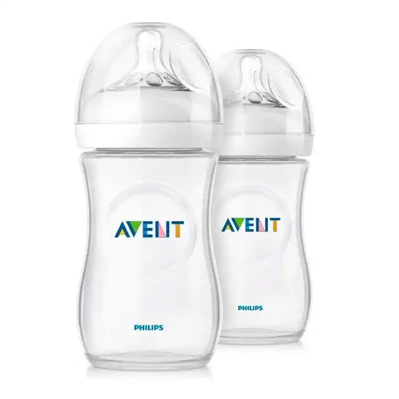 Pack 2 Mamaderas Avent Natural 260ml Clear