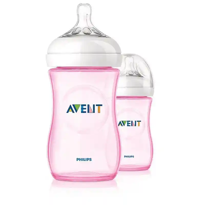 Pack 2 Mamaderas Avent Natural 260ml Rosado