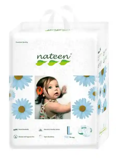 Pañal Ecológico Premium Talla L Nateen 64 Unidades