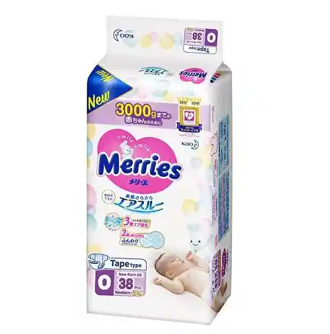 Merries · Pañales Xs Hasta 3 Kg 38un