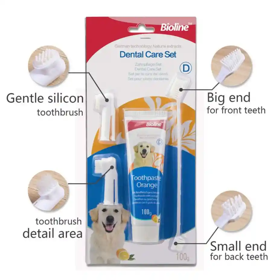 Set De Higiene Dental Con Pasta Sabor Pollo Bioline