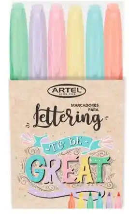 Set. Marcadores Lettering 6 Colores Pastel Tipo Pincel