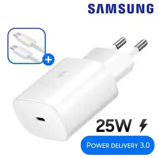 Cargador Samsung Pack Cable Tipo C & Cargador Blanco 25w