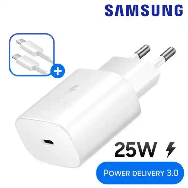 Cargador Samsung Pack Cable Tipo C & Cargador Blanco 25w
