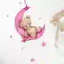 Vinilo Decorativo Infantil O Calcomanía De Pared Oso Durmiendo En La Luna Color Rosado