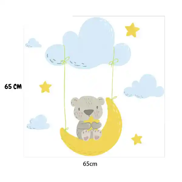 Vinilo Decorativo Infantil O Calcomanía De Pared Koala Columpiándose En La Luna