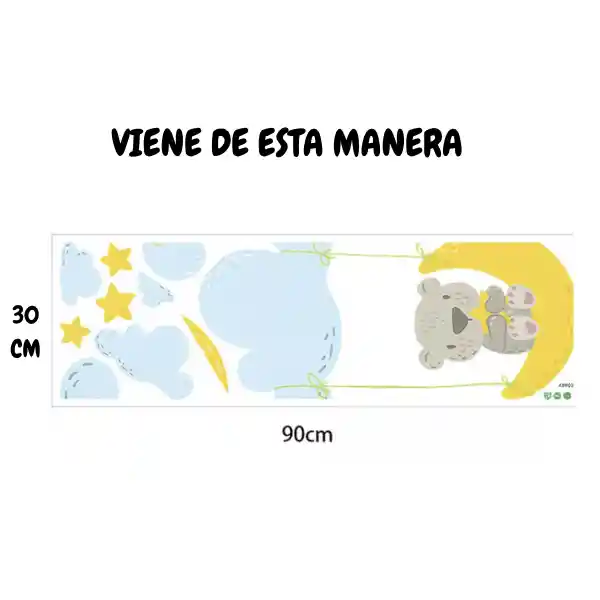 Vinilo Decorativo Infantil O Calcomanía De Pared Koala Columpiándose En La Luna