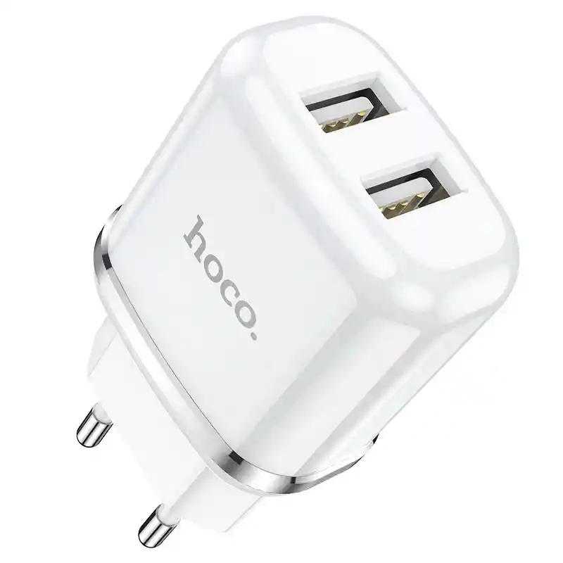 Cargador Hoco De Pared Dual C12 2.4a Con Cable Lightning Blanco