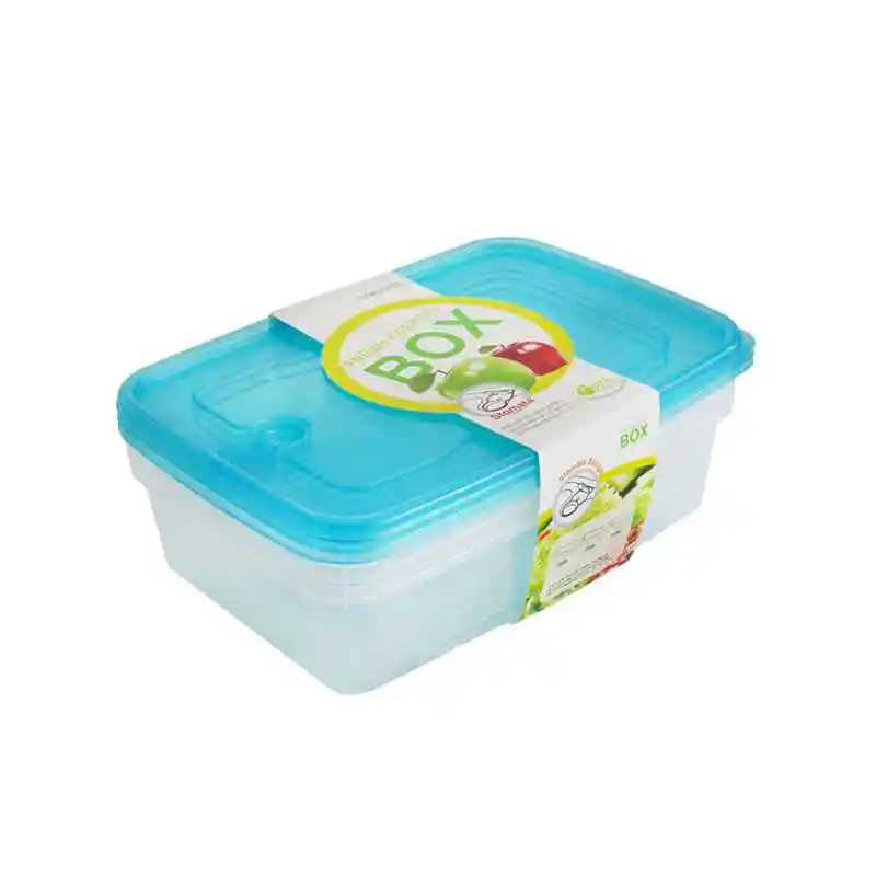 Set 3 Taper Contenedor De Alimentos Comida Rectangular 1700ml