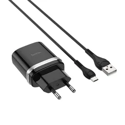 Cargador Hoco C12 Con Cable Micro Usb Negro