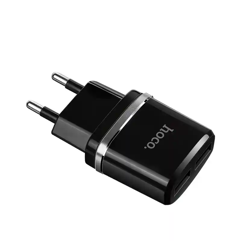 Cargador Hoco C12 Con Cable Micro Usb Negro