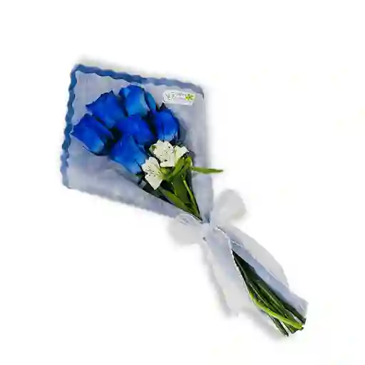 Ramo De 6 Rosas Elegante Azul