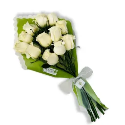 Ramo De 12 Rosas Elegante Blanco
