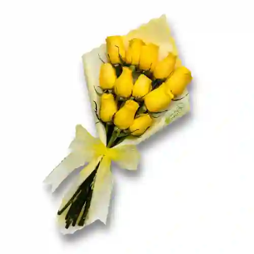 Ramo De 12 Rosas Elegante Amarillo