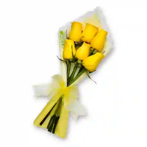 Ramo De 6 Rosas Elegante Amarillo