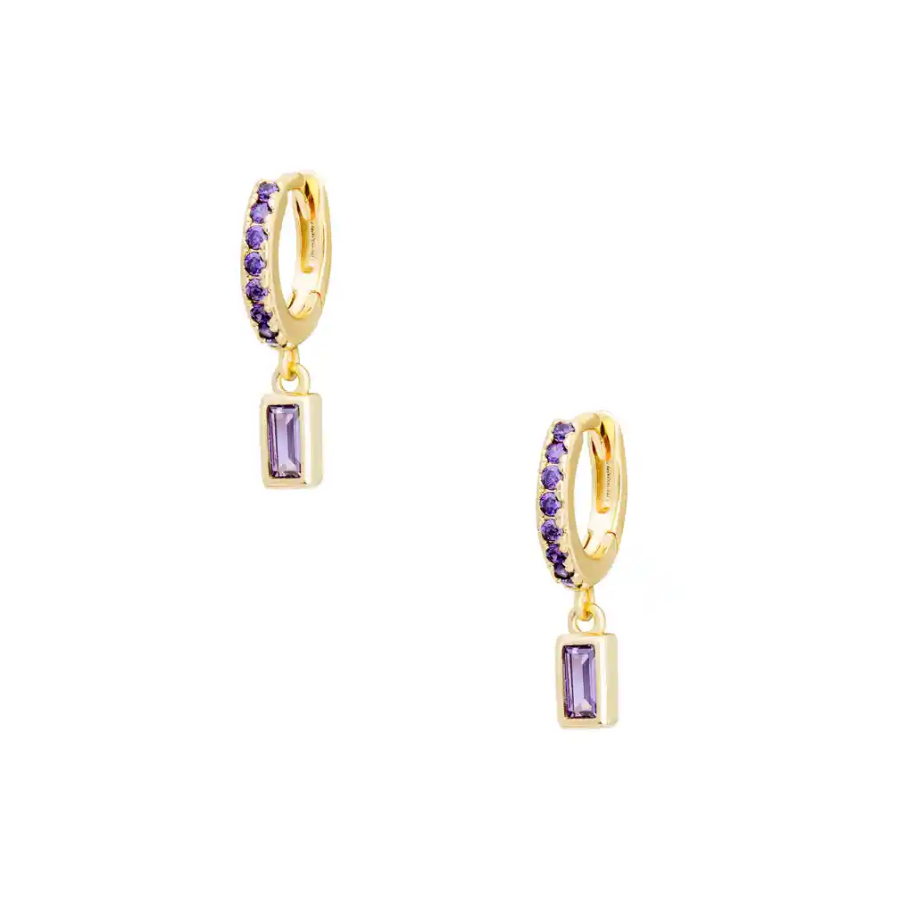 Argollas Steel Violet Baño De Oro