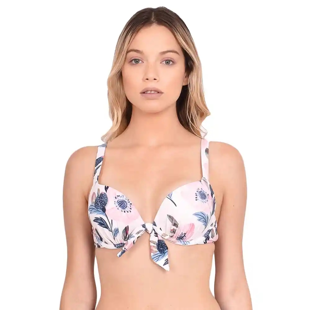 Bikini Estilo Sostén Estampado Rosado Con Nudo Xl