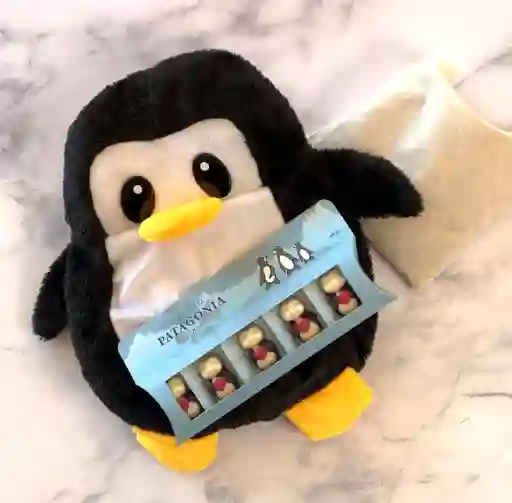 caja de Chocolates y pinguinito termico: set especial para calentar tu corazon