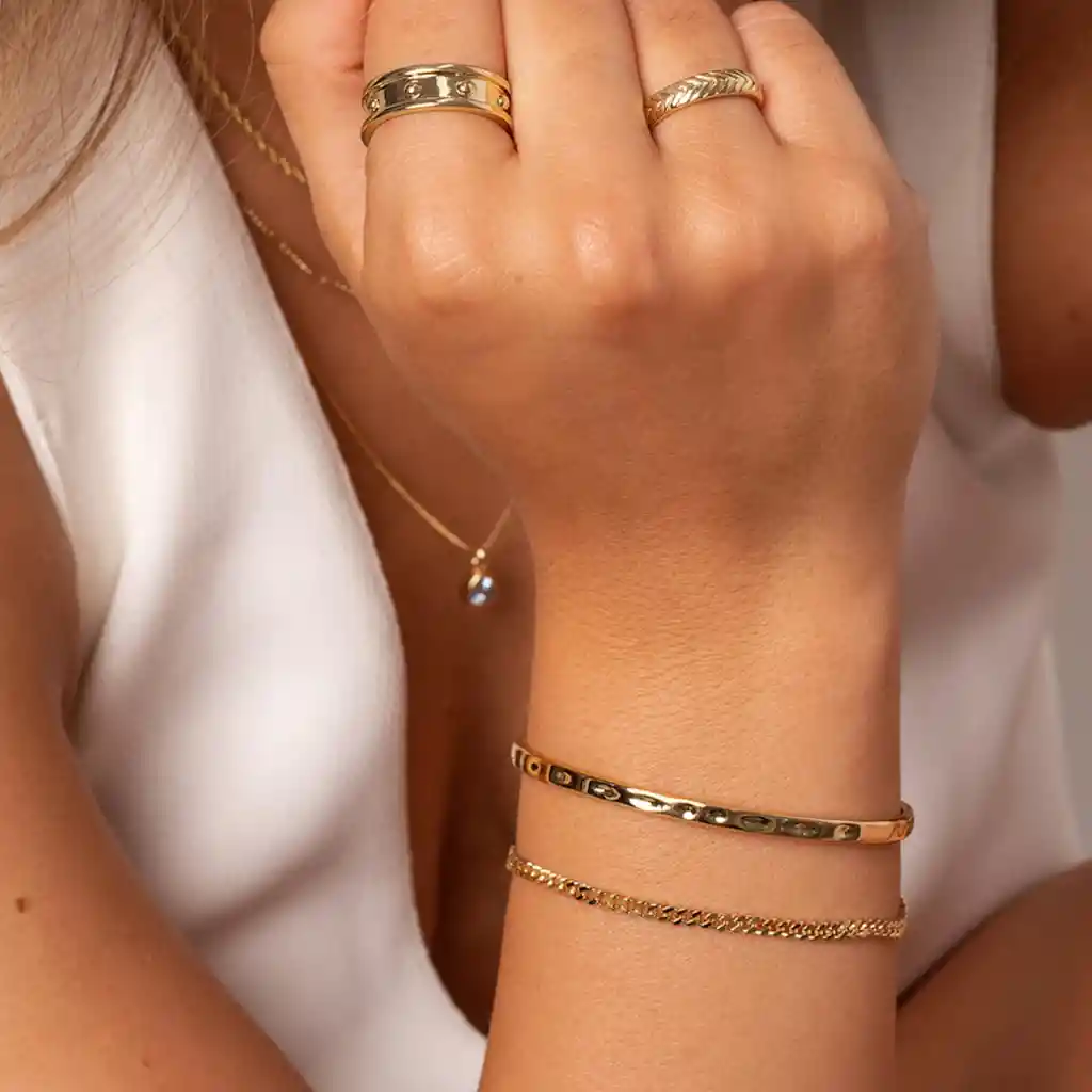 Pulsera Drop Baño De Oro
