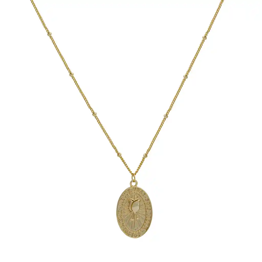 Collar Rosa Baño De Oro