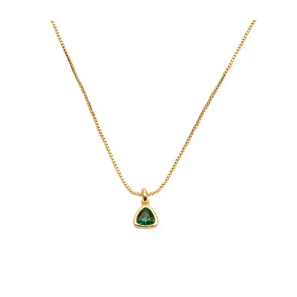 Collar Green Stone Baño De Oro