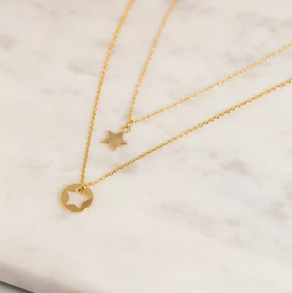 Collar Circle Star Baño De Oro