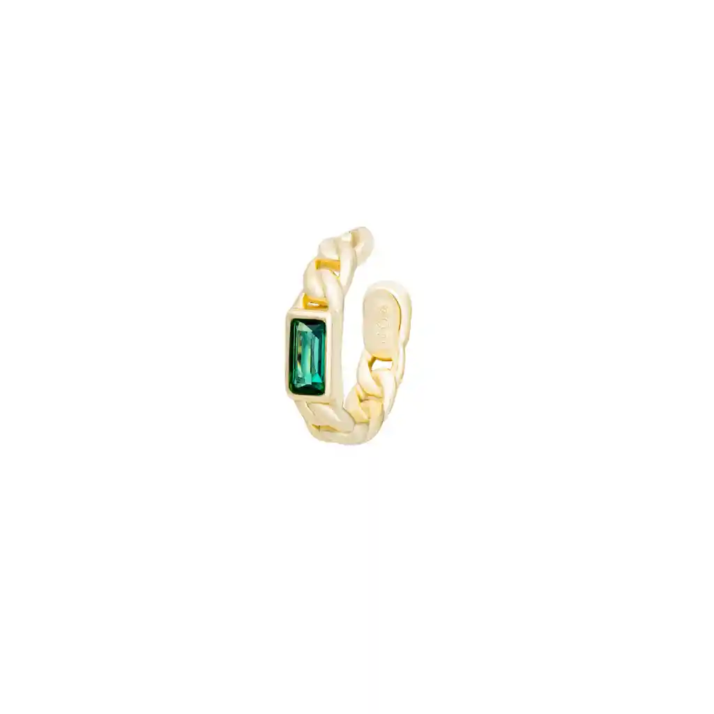 Ear Cuff Maxi Edy Green Baño De Oro