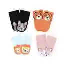 Set 4 Par De Calcetines Con Diseño Estampados Animales De Colores Para Bebes 0-6 Meses