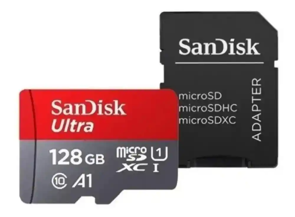 Tarjeta A1 Micro Sdxc Sandisk 128gb Con Adaptador Class 10 Speed 120 Mb/s