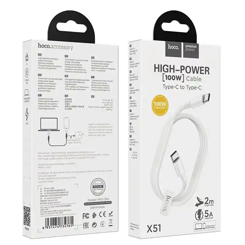 Cable C A C 2 Metros 100w X51 100w Carga Mac Tablet Notebook