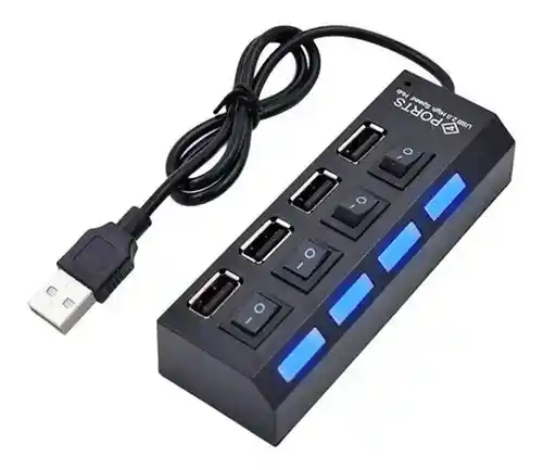 Hub 4 Puertos Multi Usb 2.0 Indicador Luz