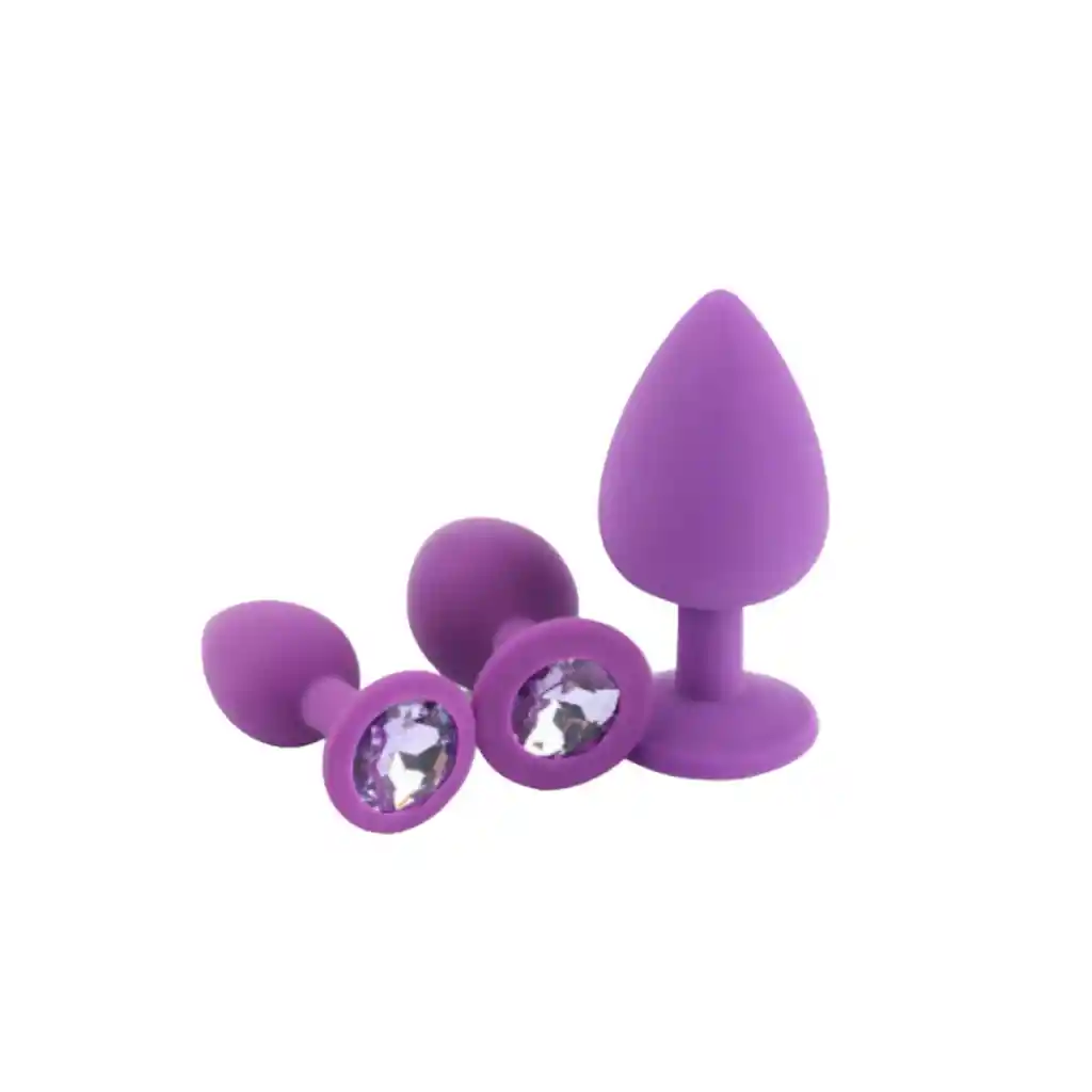 Kit De 3 Plug Anal De Silicona Con Joya Redonda (s, M Y L)