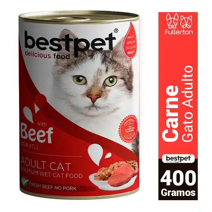 Display Lata Humedos Premium Bestpet Cat Trozos De Carne 12 X 400 G