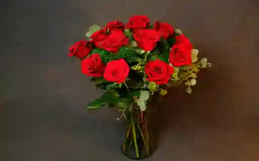 Florero Rosas Fantasia Roja