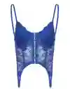 Corset Azul Lencero Encaje Talla M