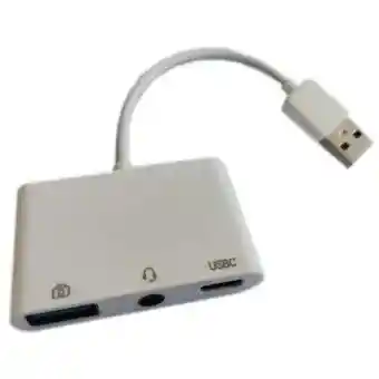 Adaptador Hub 3 En 1 Usb A Usb-c Auxiliar 3.5mm Usb3.0