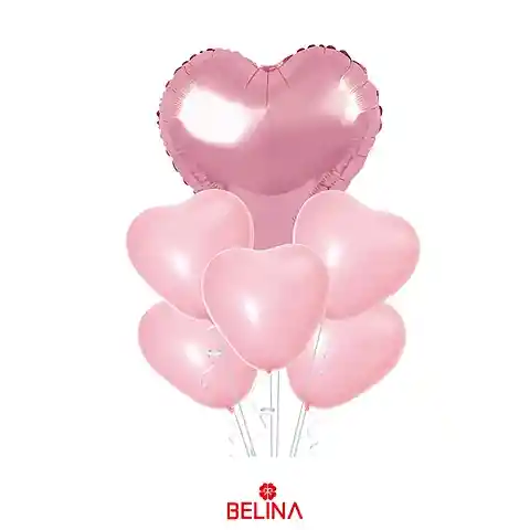 Set Globo Corazones Rosa