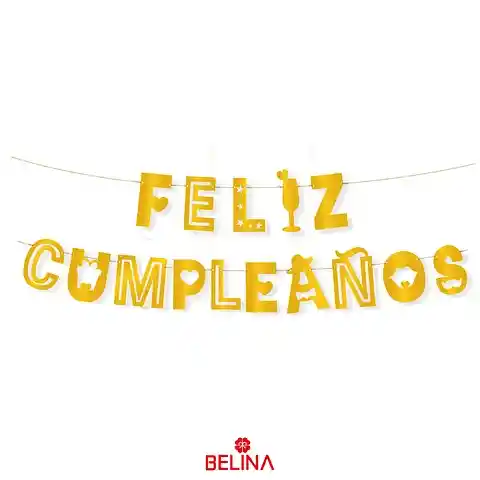 Guirnalda Feliz Cumpleaños Dorada