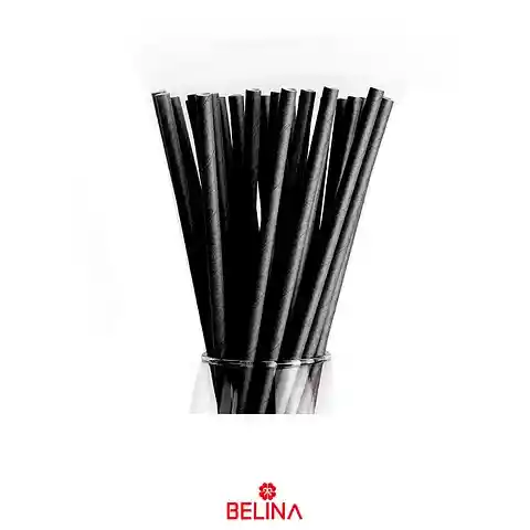 Bombillas Papel Negras 25pcs