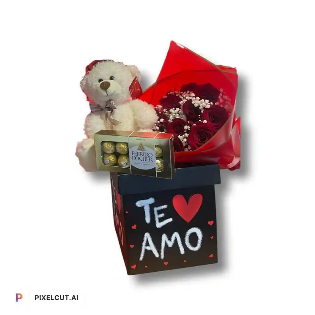 Bouquet De 12 Rosas+peluche+ Chocolate