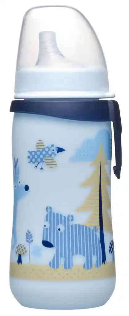 Jarro Botella Primera Taza Animales Azul 330 Ml, Nip
