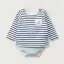 Bodies Polera Rayas de Bebé Niño Blanco Talla 9M Opaline